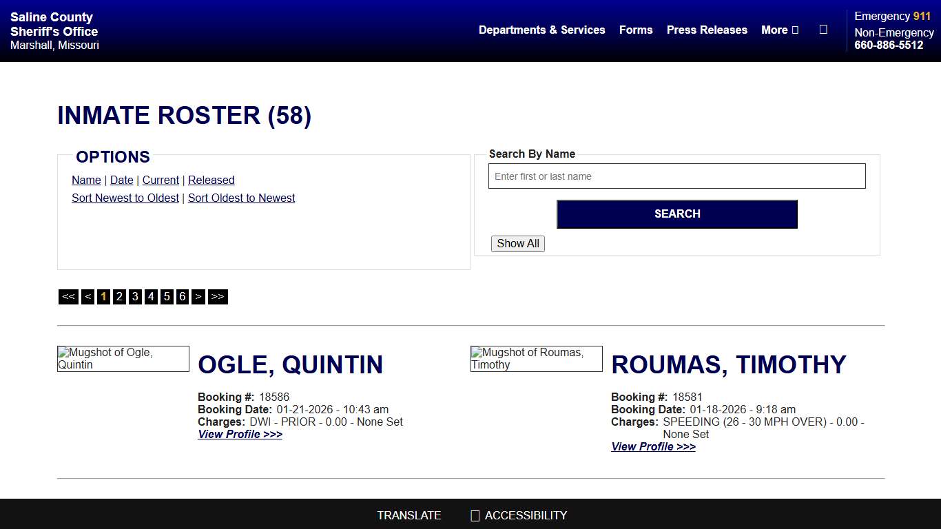 Inmate Roster - Current Inmates Booking Date Descending - Saline County Sheriff MO