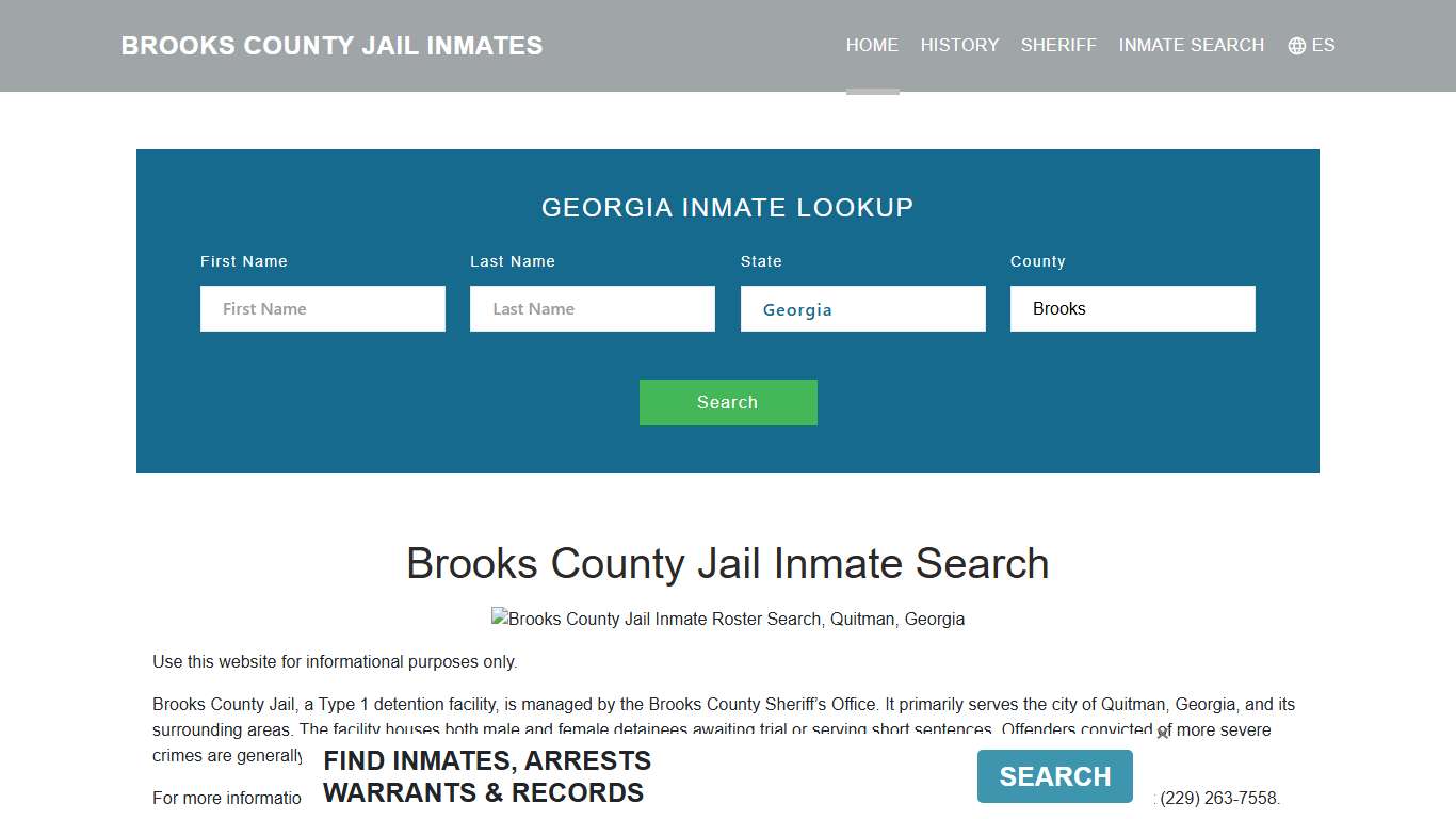 Brooks County Jail Inmate Roster Lookup, Quitman, GA