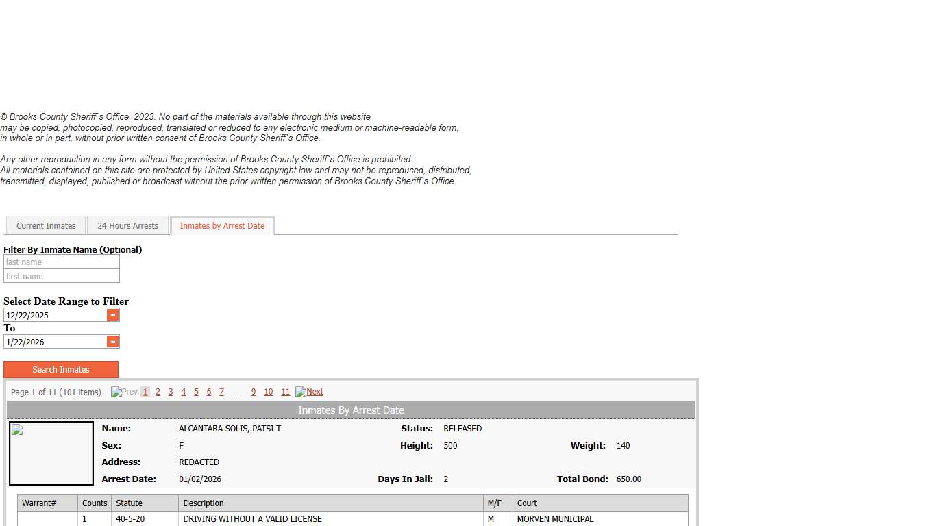 Inmates by Arrest Date